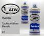 Preview: Hyundai, Typhoon Silver Metallic, 3T: 400ml Sprühdose + 400ml Klarlack - Set, von ATW Autoteile West.